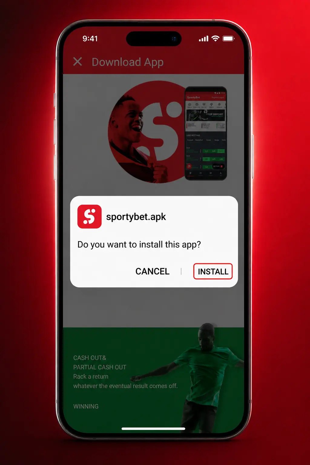 Step-by-step guide showing how to download and install the SportyBet APK on an Android device