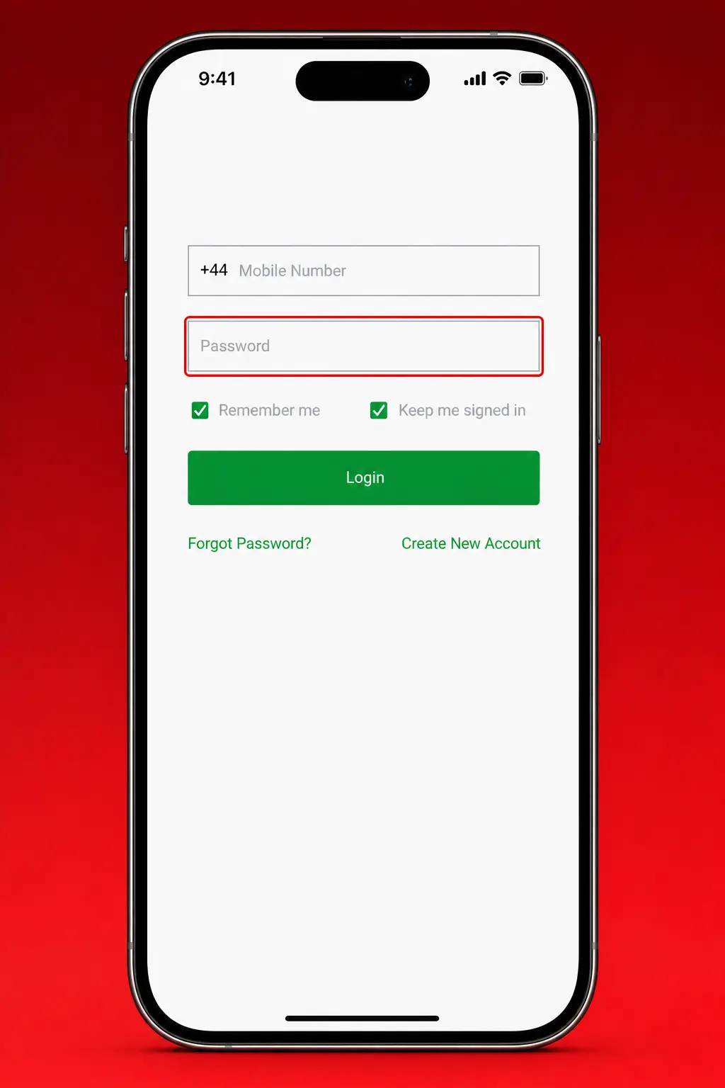 SportyBet login screen showing fields for mobile number or email and password to access account dashboard